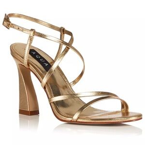 Aqua Women's Jem Strappy High Heel Sandals Size 8 Gold Metallic